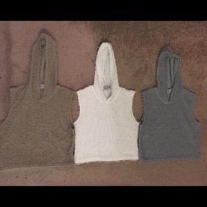 (3) HOSTILE Faux Fur short sleeve hoodies …